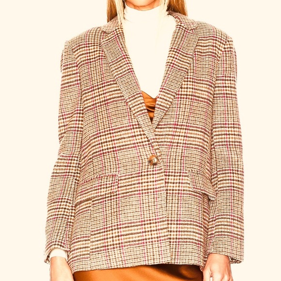 CENTRAL PARK WEST Plaid Blazer with Detachable drawstring hood, brown an… - Picture 4 of 7